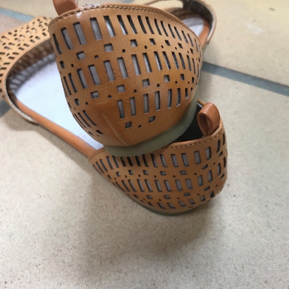 Butterscotch faux leather slip on shoes. - Picture 3 of 5